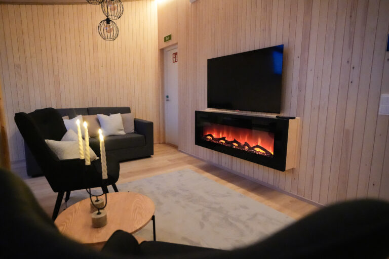 Enjoy warmth of electric fireplace